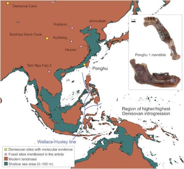 Denisovan Fossil Found Under the Ocean May Rewrite Early Human Migration History 2 Denisovan Site Map with Penghu Discovery