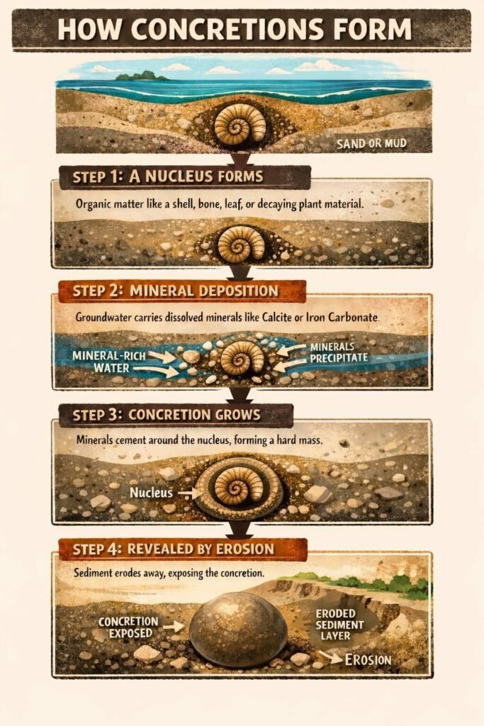 The So-Called “Dinosaur Egg” Stone That Formed Patterns Naturally 2 How Concretions Form Diagram