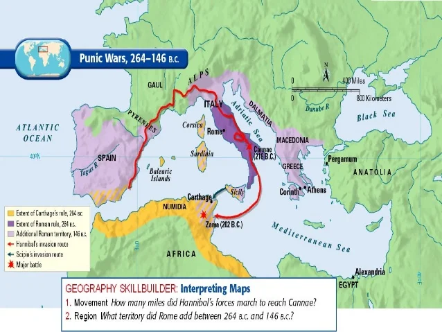 Punic Wars Timeline & Key Events Map