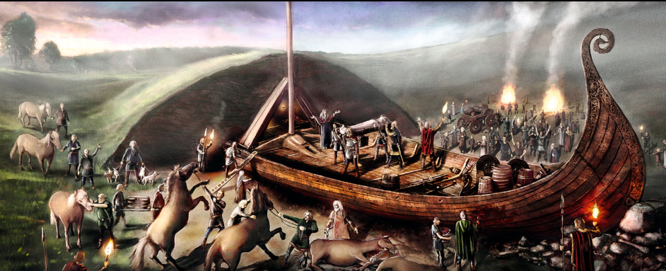 Viking Ship Burial Illustration