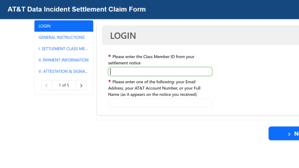 AT&T Settlement Payment Form